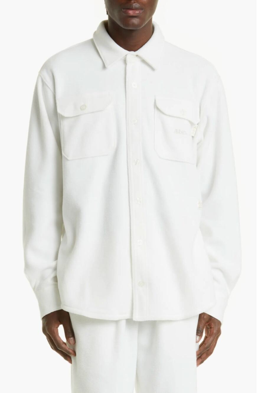 Advisory Board Crystals Mens Polar Shirt Jacket Medium White Fleece NWOT